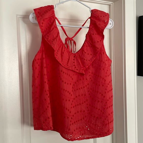 Astrid Tops - Coral Eyelet Tank